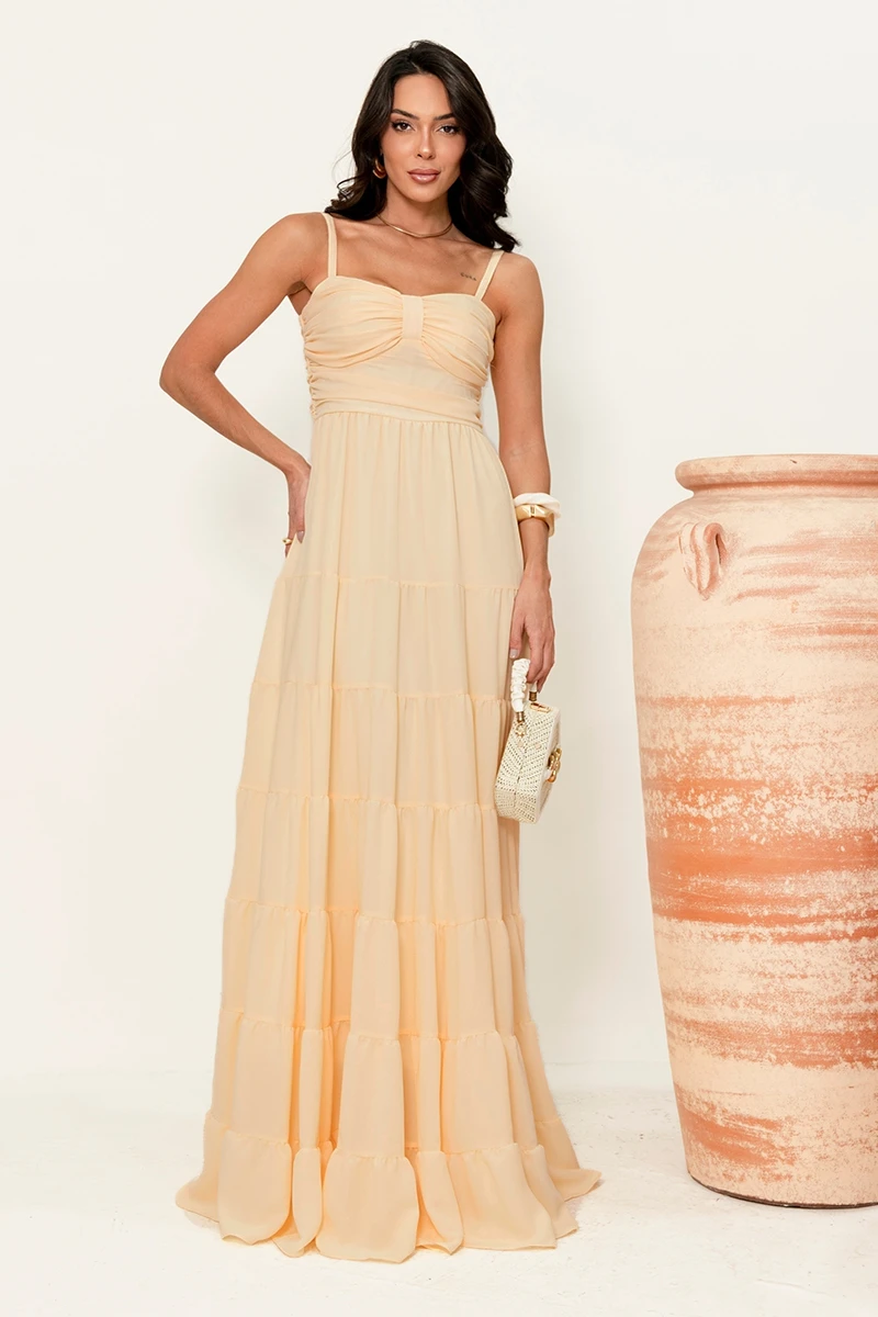 Dress Us - Dressus Ester Long Draped Yellow Dress - 54671AMAR