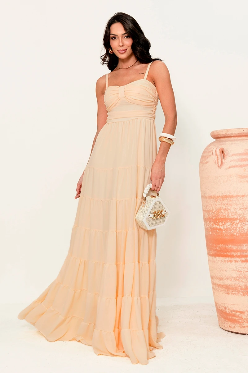 Dress Us - Dressus Ester Long Draped Yellow Dress - 54671AMAR