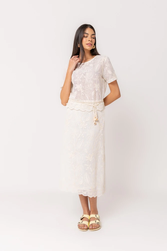 Hidrogênio - SAIA EVASE CROCHE OFF WHITE - 20522018