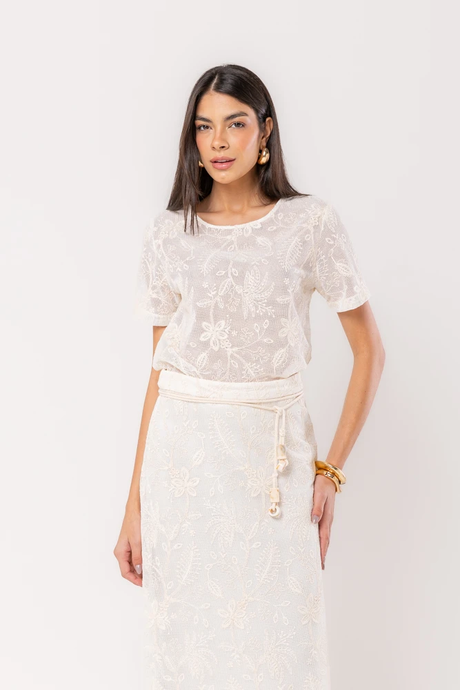 Hidrogênio - SAIA EVASE CROCHE OFF WHITE - 20522018