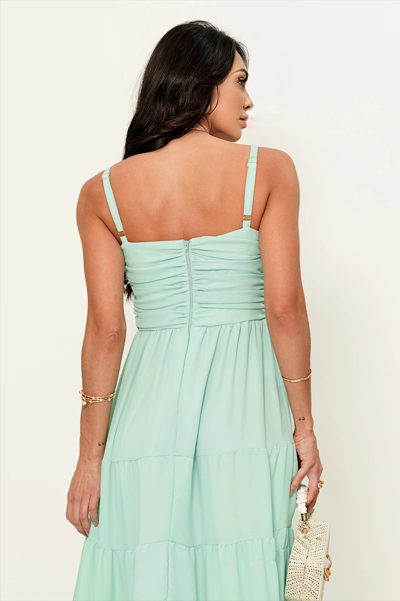 Dress Us - Vestido Dressus Maisa Longo Drapeado Verde - 54671VERDE