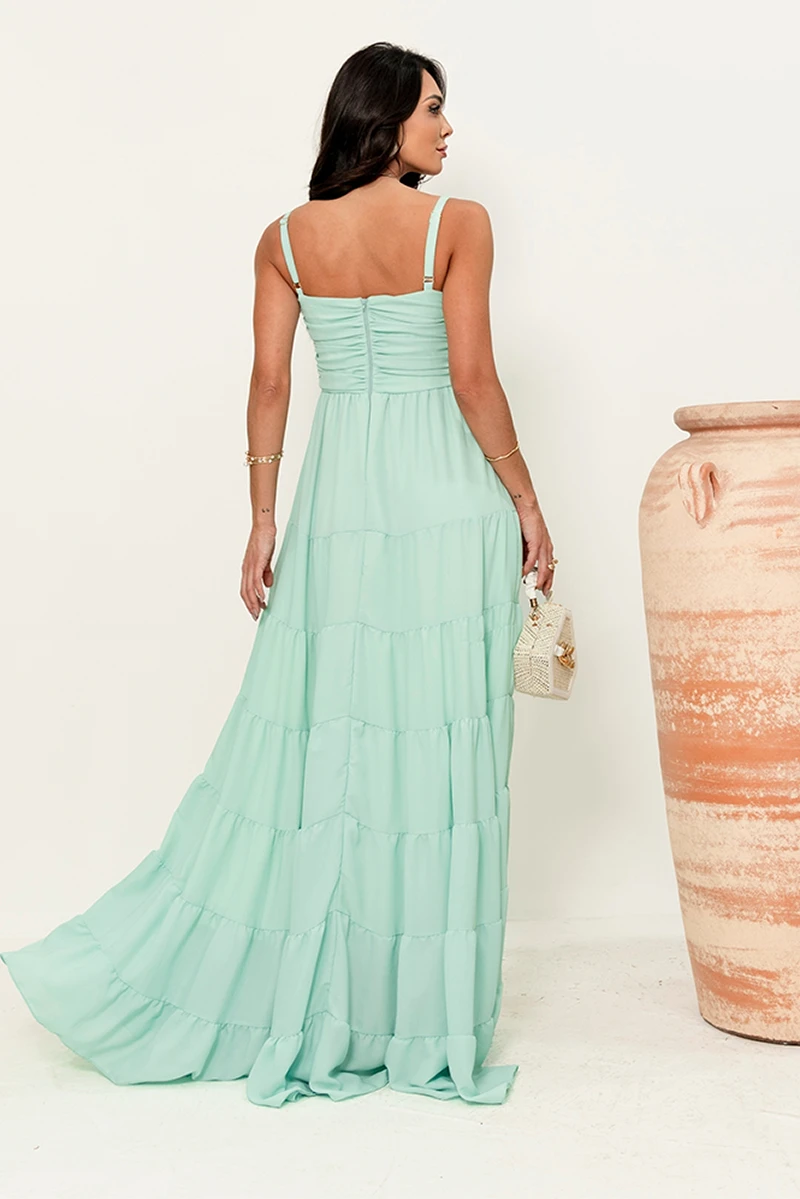 Dress Us - Vestido Dressus Maisa Longo Drapeado Verde - 54671VERDE