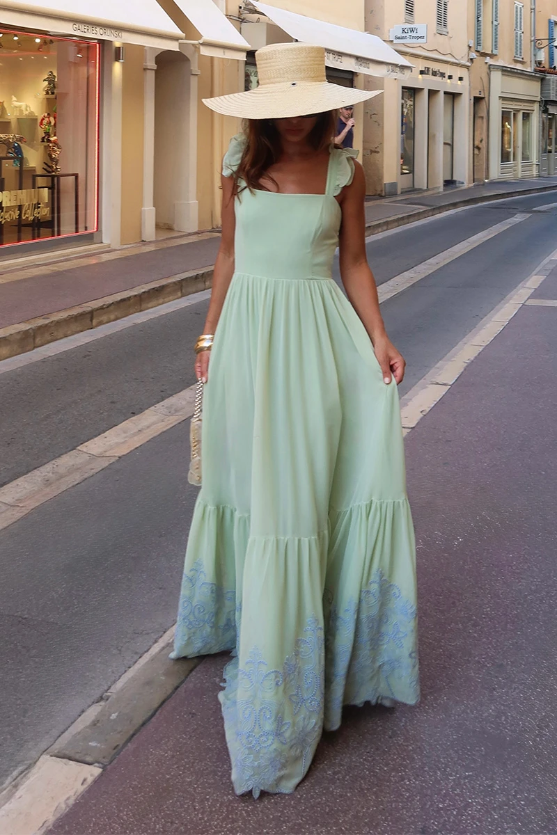 Dot Clothing - Vestido Dot Clothing Lauren Longo C/ Bordado Verde Menta - 2849VERDEM