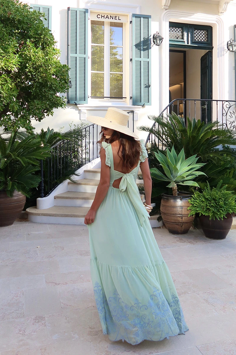 Dot Clothing - Vestido Dot Clothing Lauren Longo C/ Bordado Verde Menta - 2849VERDEM