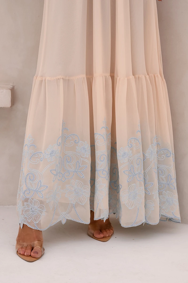 Dot Clothing - Vestido Dot Clothing Lauren Longo C/ Bordado Bege - 2849BEGE