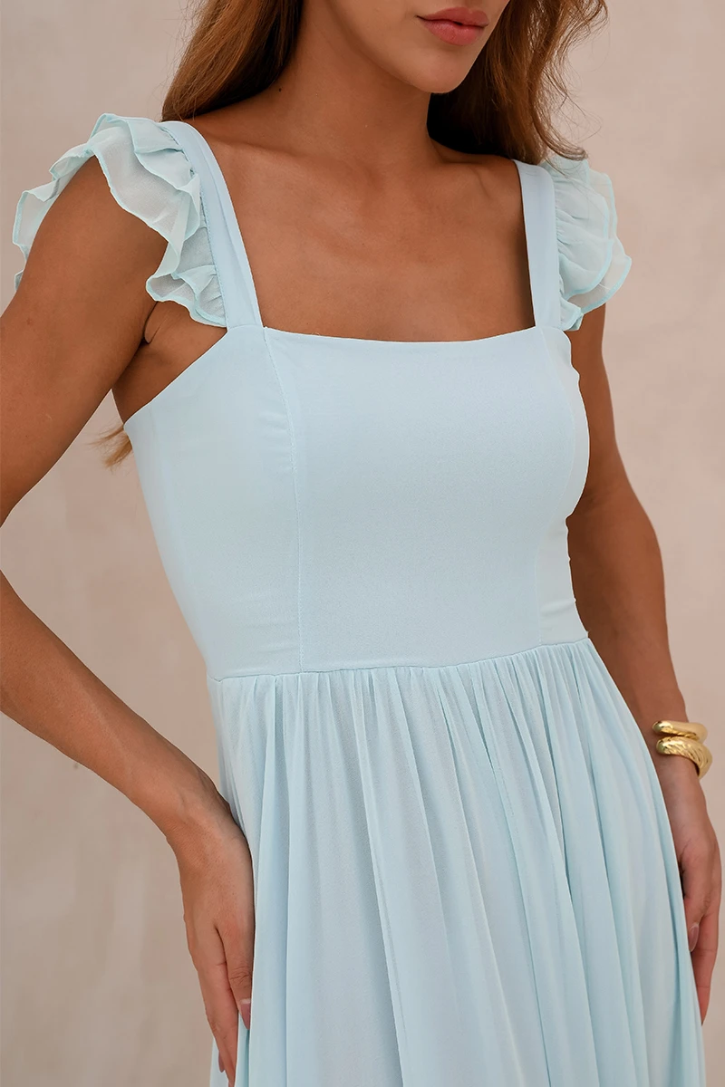 Dot Clothing - Vestido Dot Clothing Lauren Longo C/ Bordado Azul Serenity - 2849AZUL