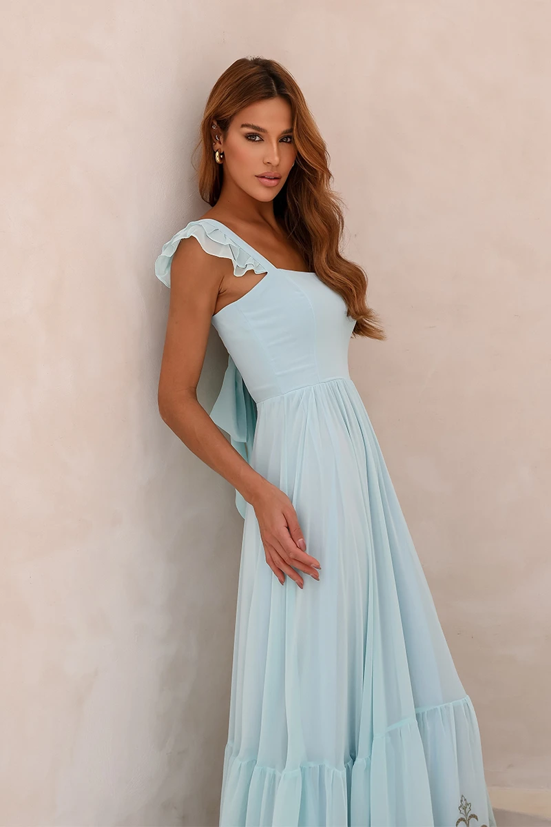 Dot Clothing - Vestido Dot Clothing Lauren Longo C/ Bordado Azul Serenity - 2849AZUL