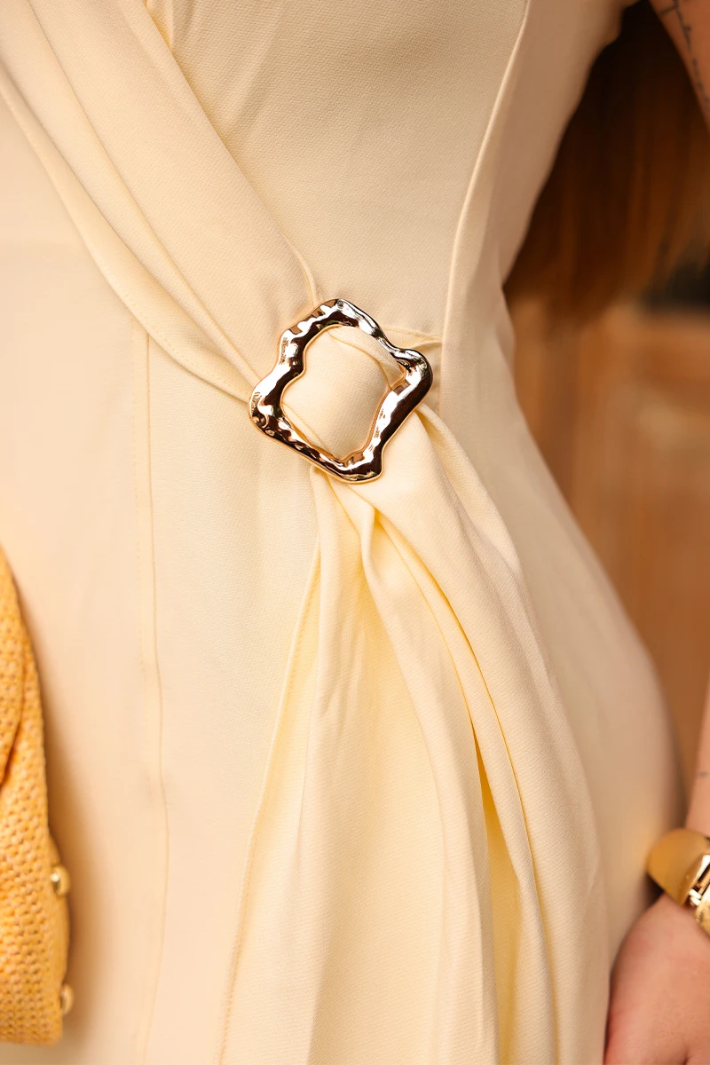 Miss Misses - Suzy Short Tube Dress with Yellow Buckle Detail - 54680003