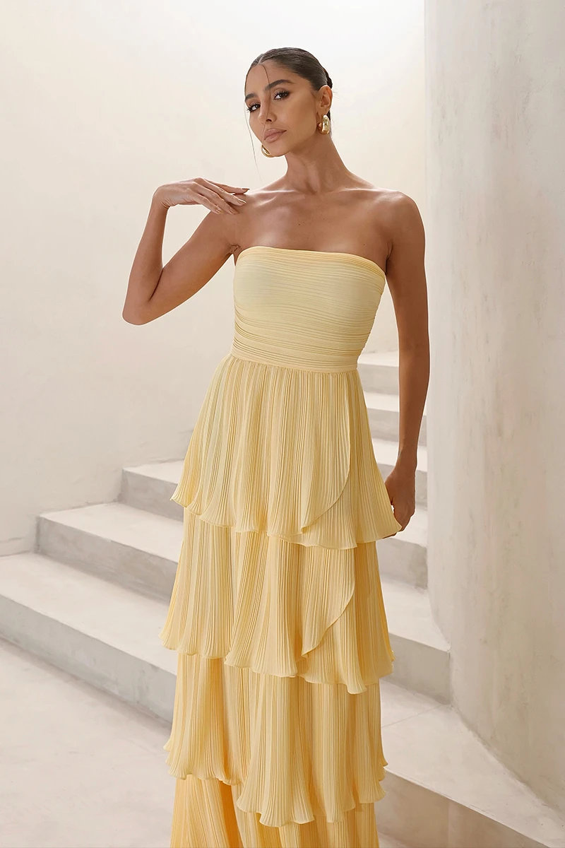 Dot Clothing - Dot Clothing Long TQC Pleated Chamomile Dress - 2411AMAR