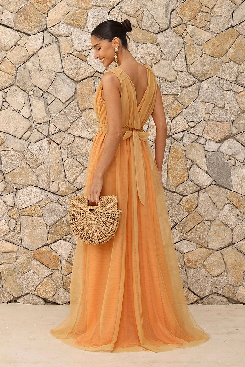 Dot Clothing - Dress Dot Clothing Long Tulle Orange - 2834LARA