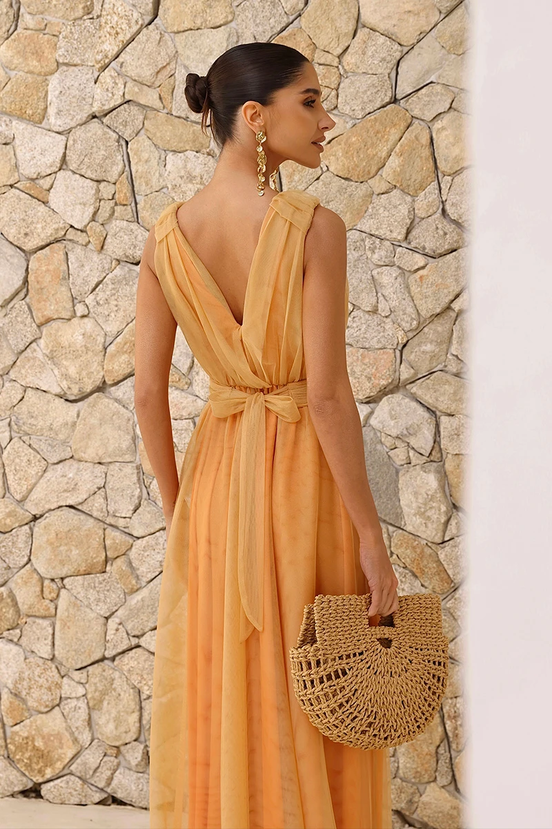 Dot Clothing - Dress Dot Clothing Long Tulle Orange - 2834LARA