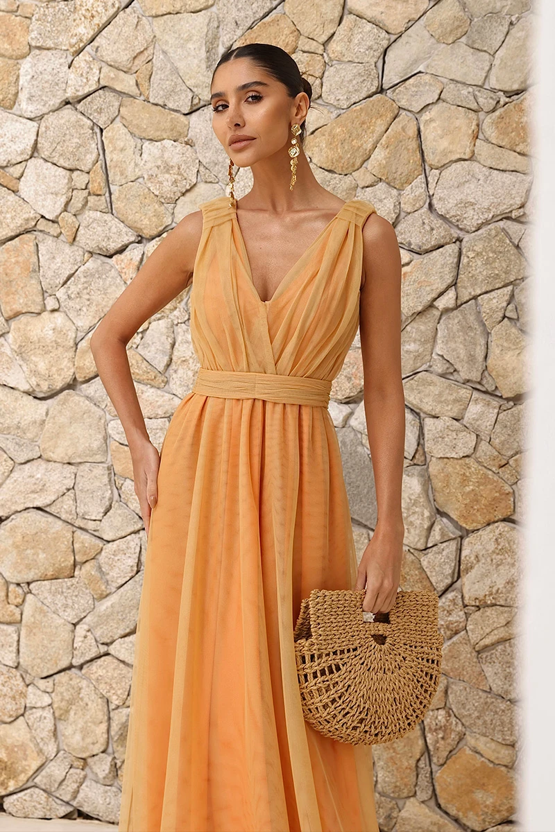 Dot Clothing - Dress Dot Clothing Long Tulle Orange - 2834LARA