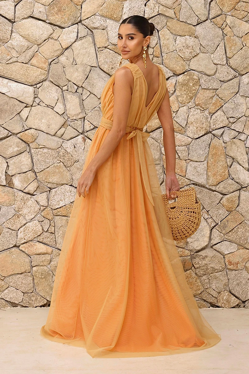 Dot Clothing - Dress Dot Clothing Long Tulle Orange - 2834LARA