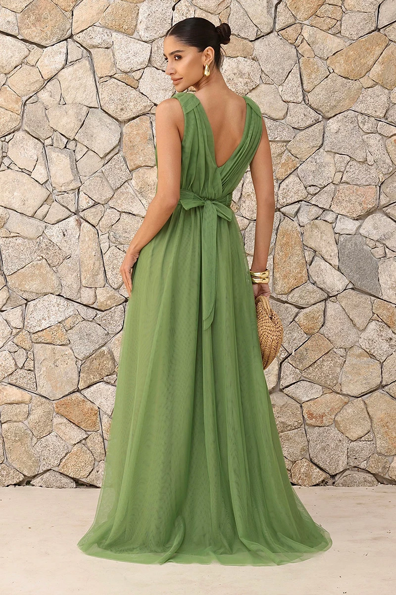Dot Clothing - Vestido Dot Clothing Longo Tule Verde Eucalipto - 2834VERDE