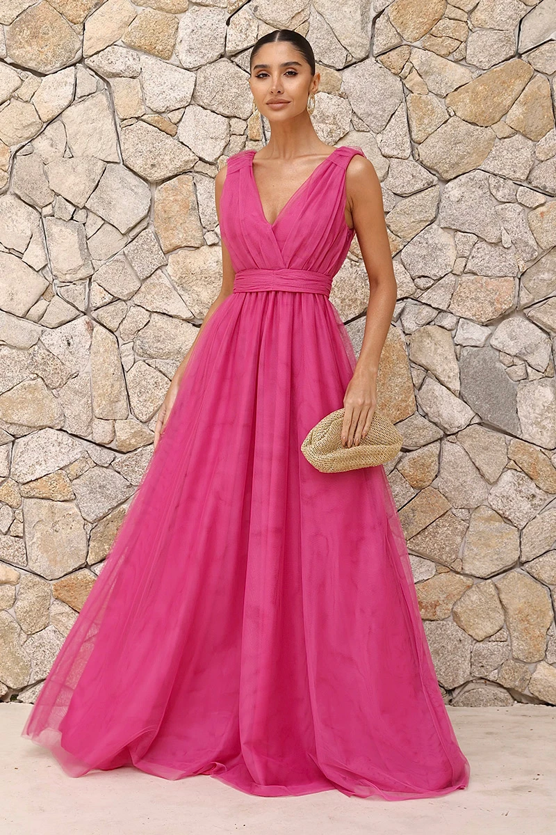 Dot Clothing - Vestido Dot Clothing Longo Tule Pink - 2834PINK