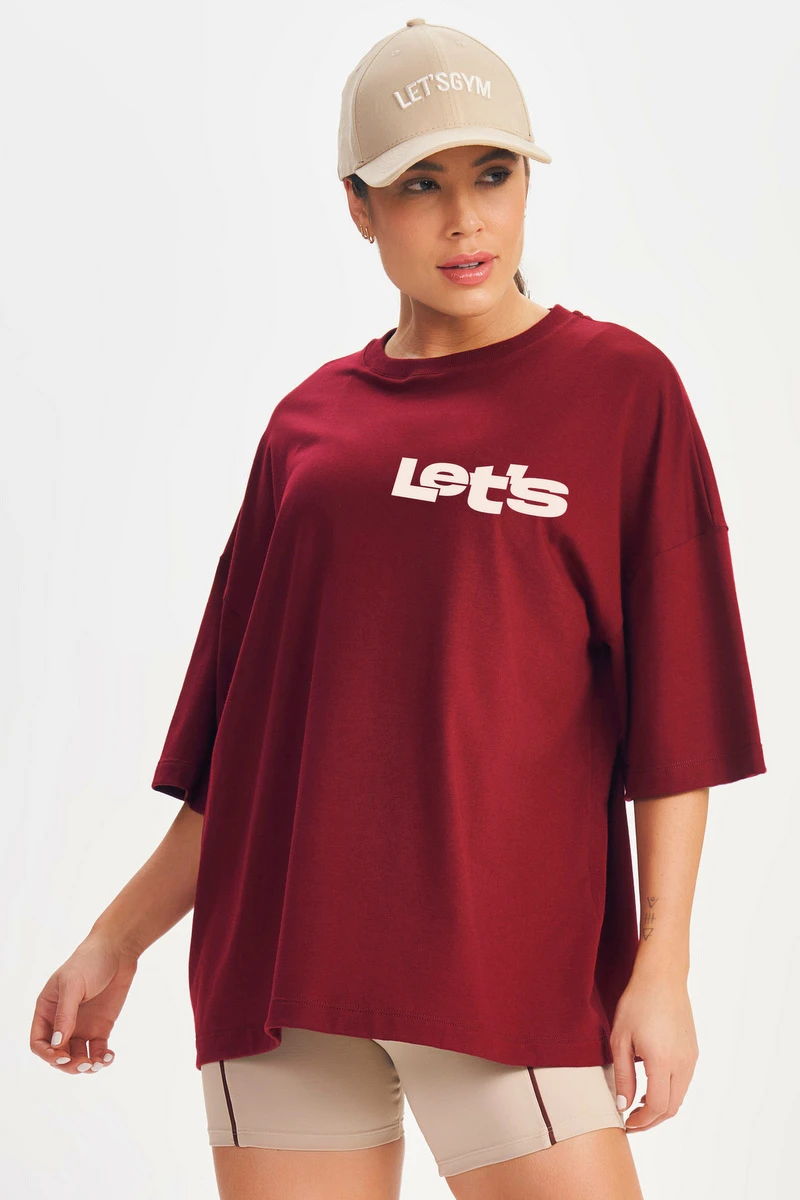 Lets Gym - Camiseta Oversized Motion Dark Berry - 3162DB