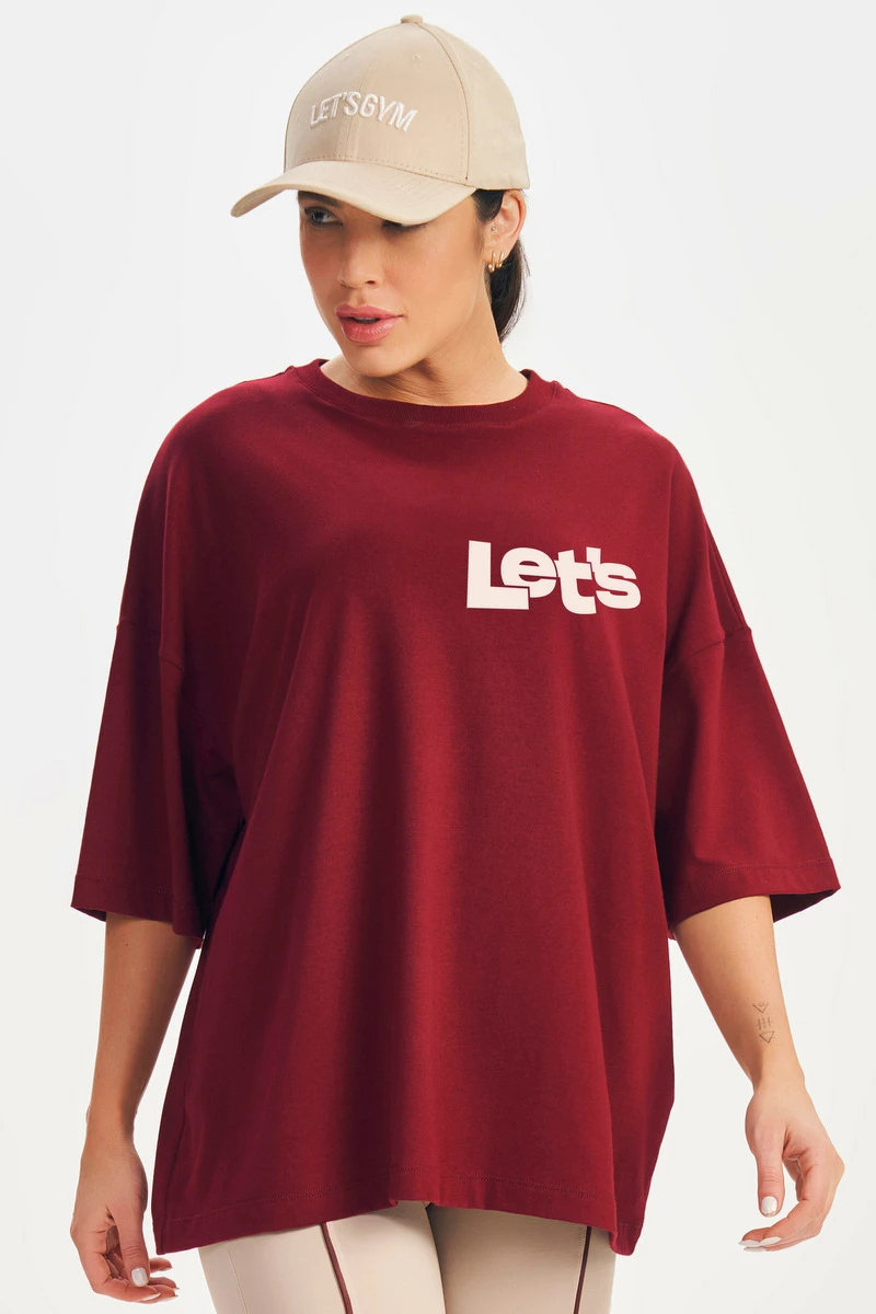 Lets Gym - Camiseta Oversized Motion Dark Berry - 3162DB