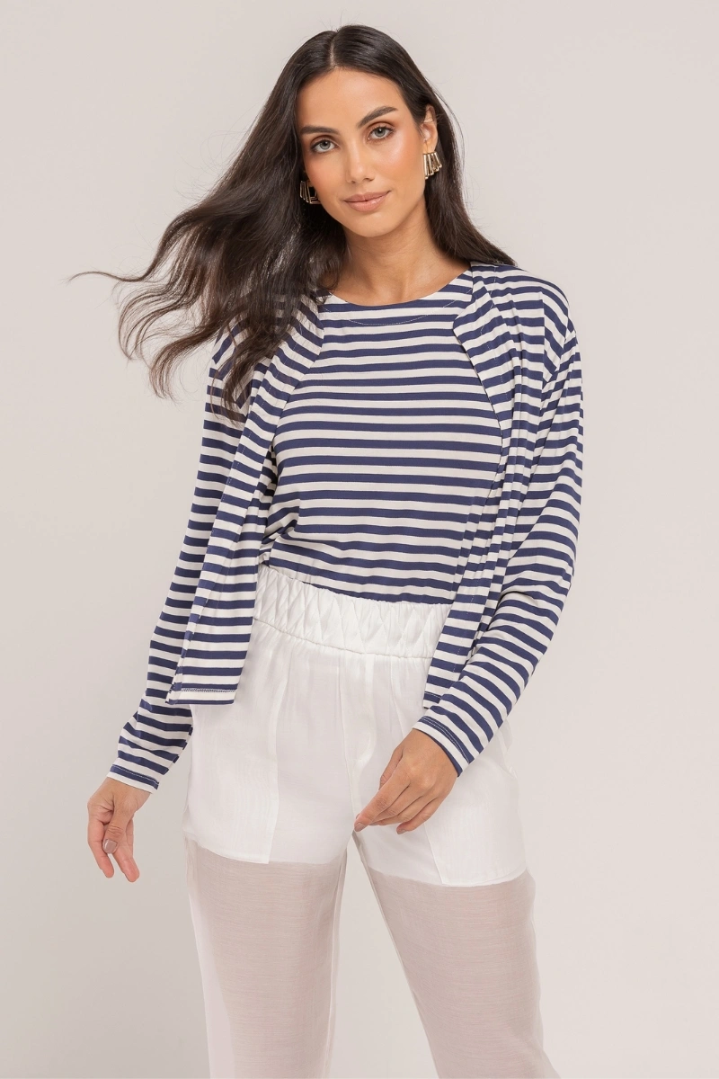 Hidrogênio - CARDIGAN COM REGATA MARINHO - 20634004