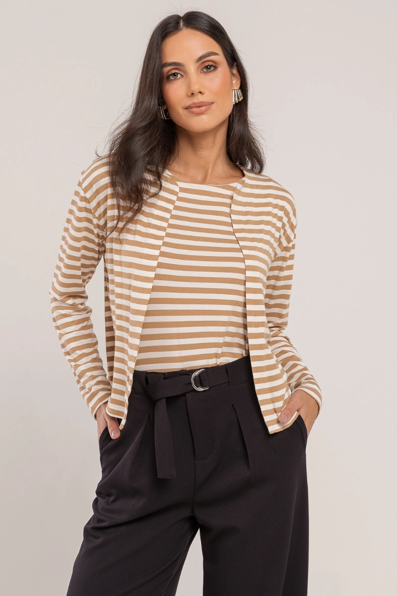 Hidrogênio - CARDIGAN COM REGATA BEGE - 20634003