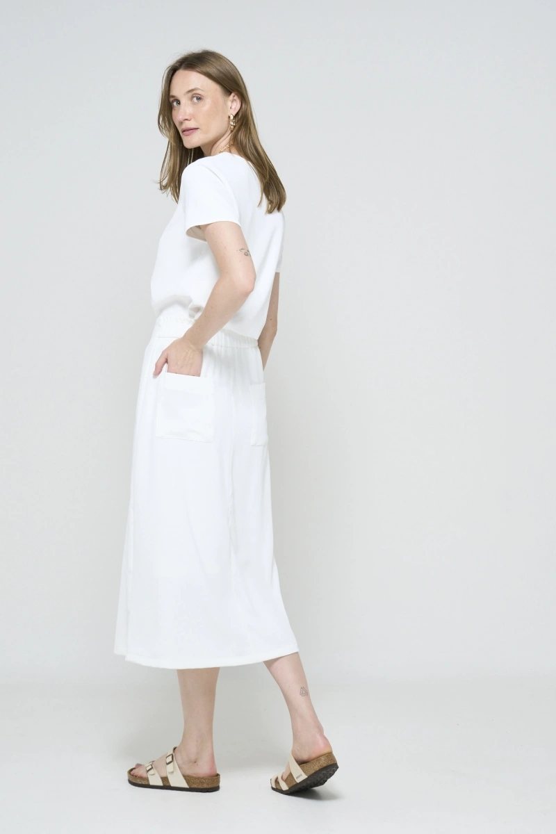 Hidrogênio - Semi-A-line skirt with drawstring, white. - 20488002