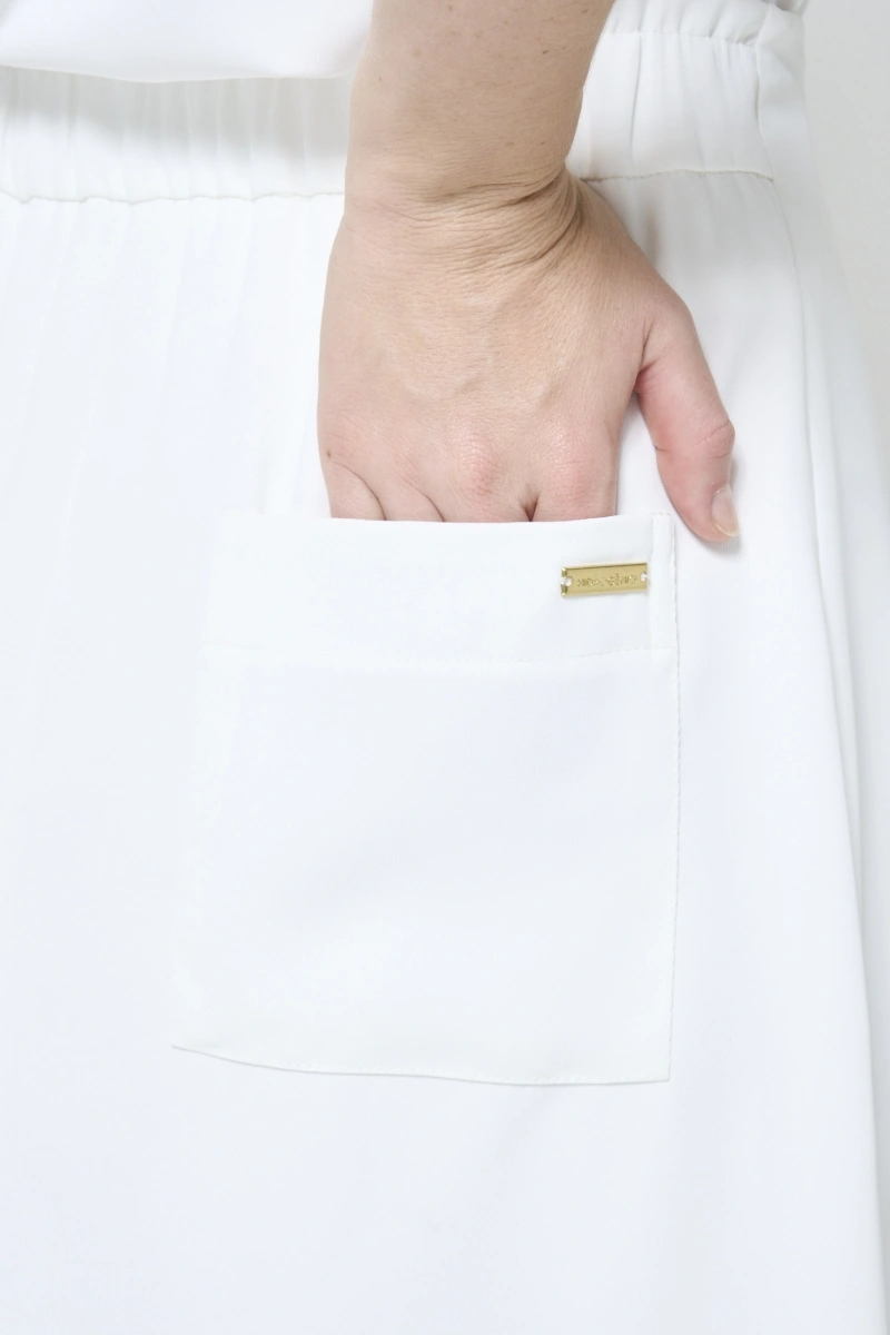 Hidrogênio - Semi-A-line skirt with drawstring, white. - 20488002