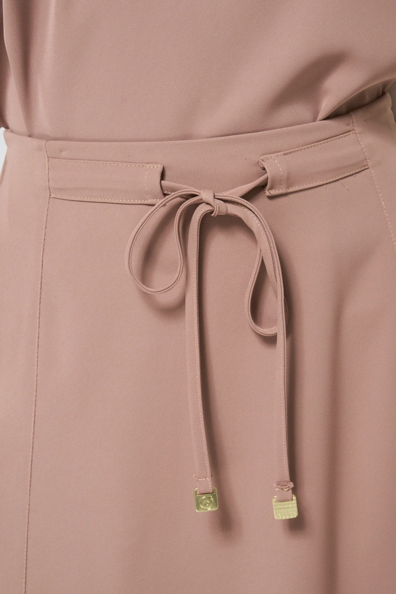 Hidrogênio - Brown semi-A-line skirt with drawstring. - 20488031