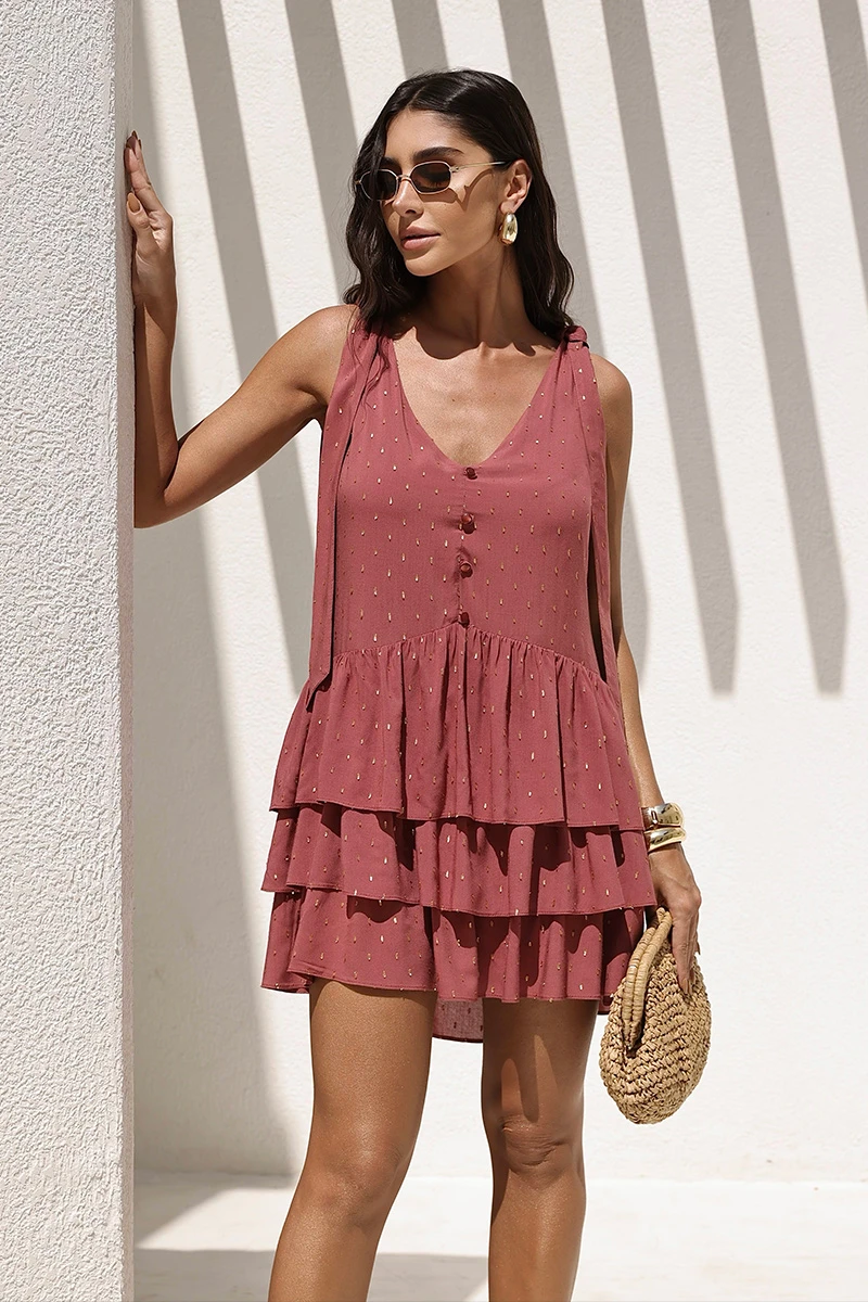 Dot Clothing - Dress Dot Clothing Livia Curto frill Goiaba - 2868ROSE