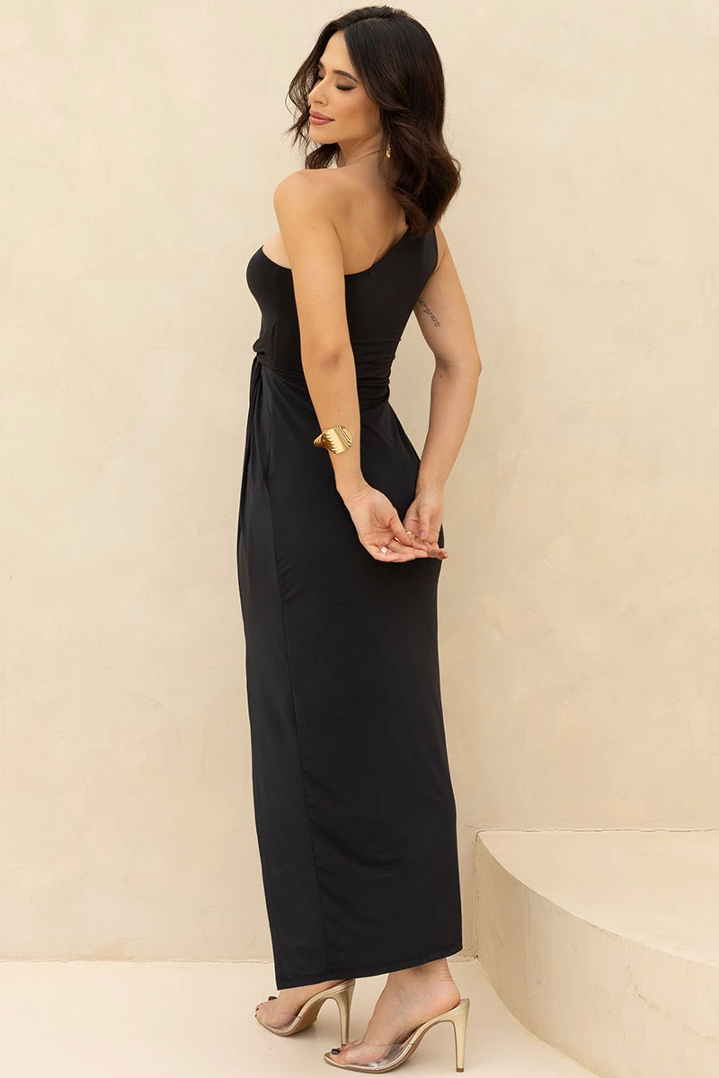 Miss Misses - Ariadine MD One Shoulder Dress with Slit in Black - 54712001