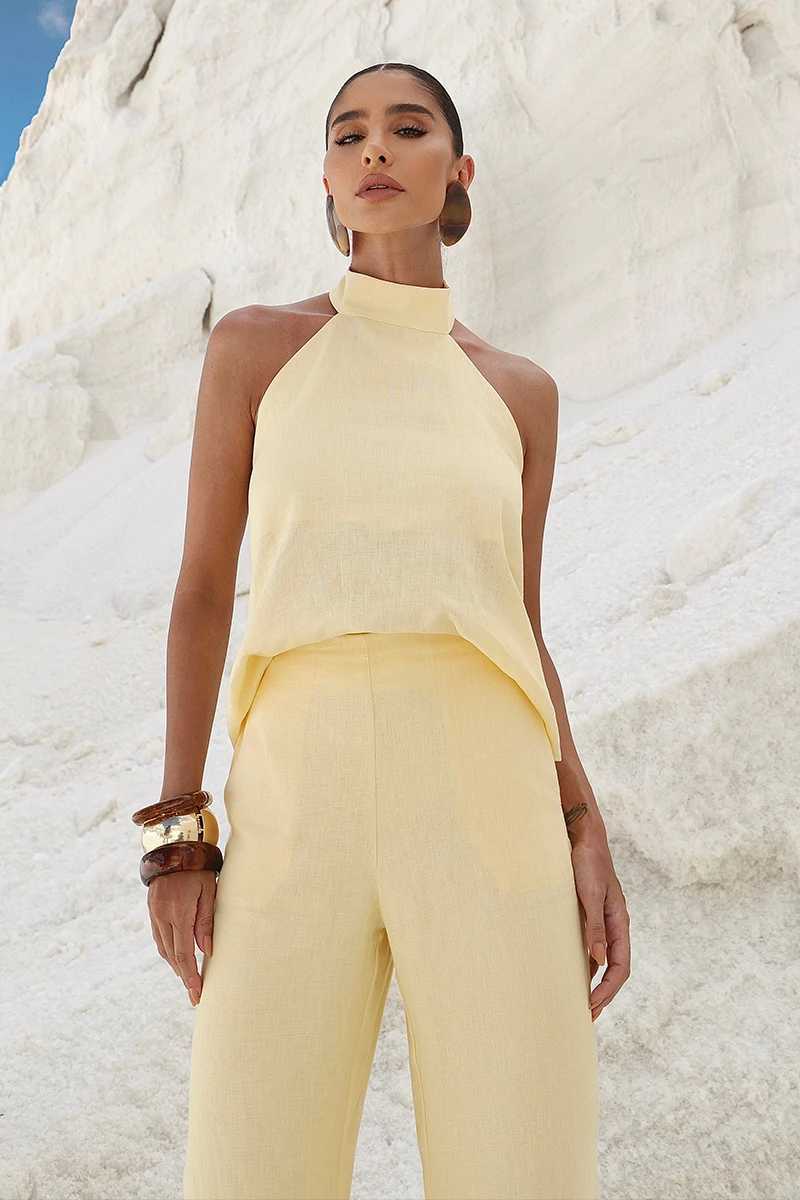 Dot Clothing - Conjunto Dot Clothing Calça e Blusa Frente Única Amarelo - 2894AMAR