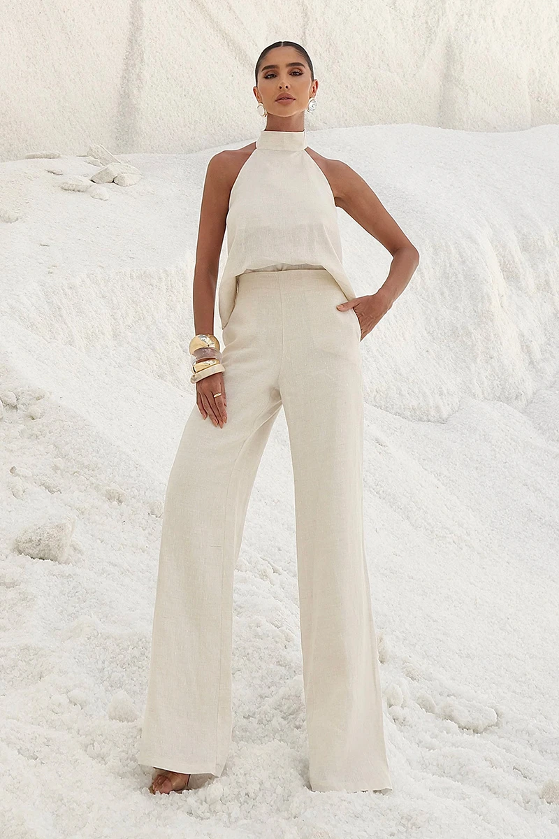 Dot Clothing - Conjunto Dot Clothing Calça e Blusa Frente Única Off White - 2894OFF