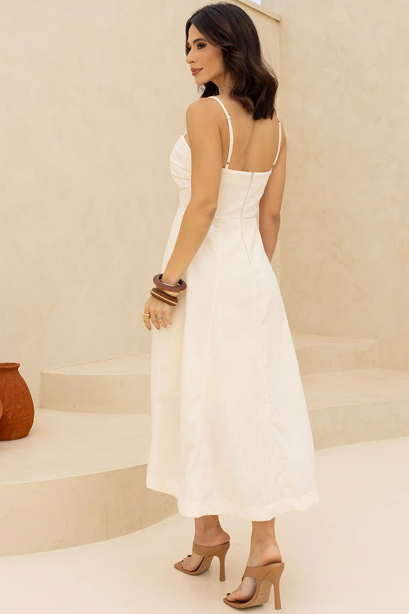 Miss Misses - Vestido Elizandra Bege - 54707215