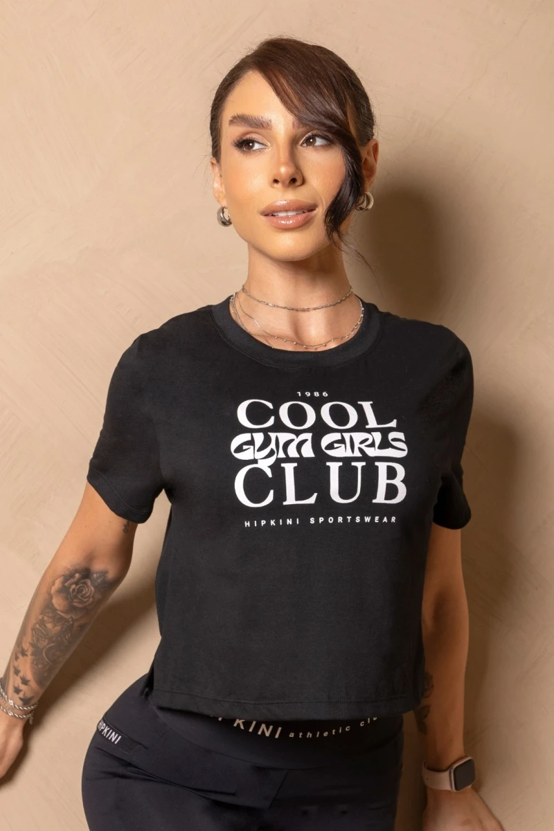 Hipkini - Shirt Cropped Fitness Enjoy the moment Black - 33331455