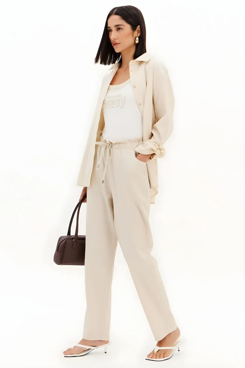 LANÇA PERFUME - High Waist Tailored Pants with Linen Lança Perfume - 3274
