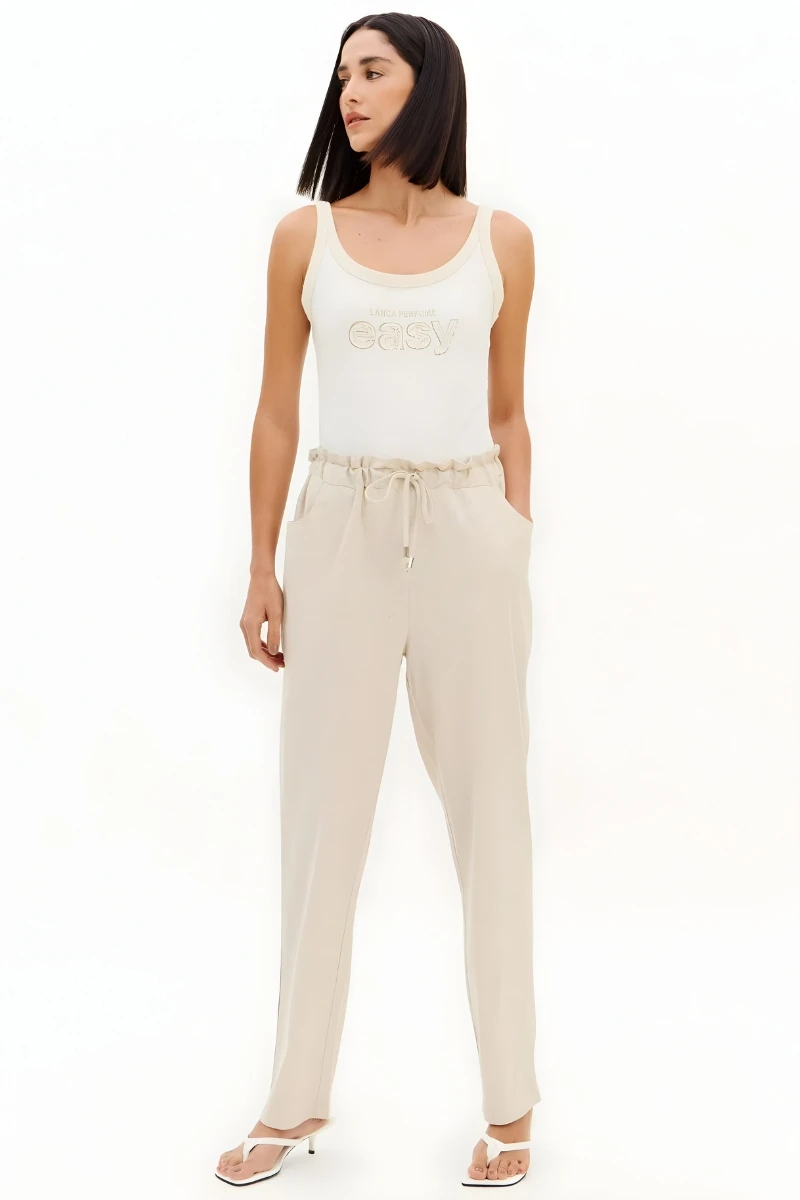 LANÇA PERFUME - High Waist Tailored Pants with Linen Lança Perfume - 3274