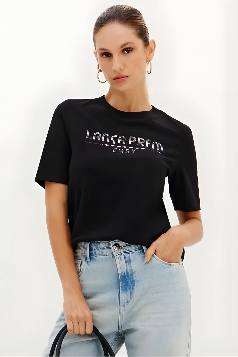 LANÇA PERFUME - T-shirt Manga Curta Com Aplicações Lança Perfume - 5394
