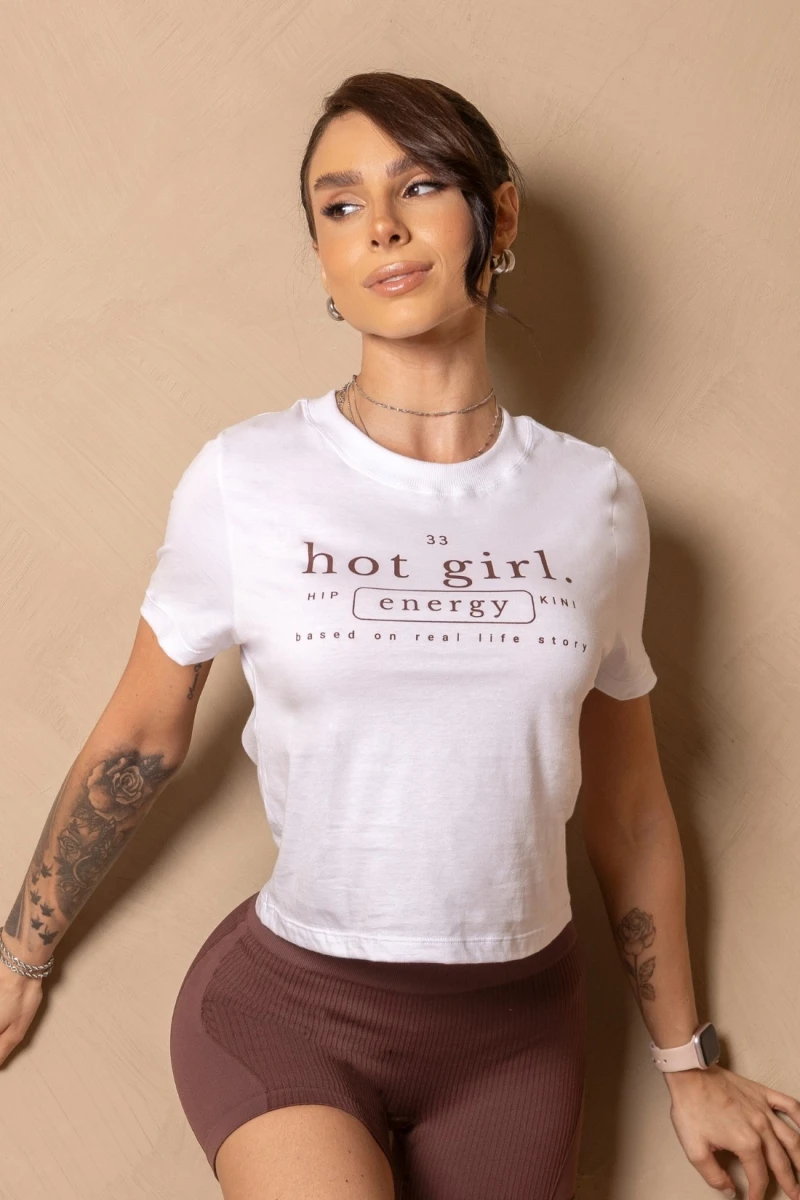Hipkini - Cropped Shirt Enjoy the moment White - 33331471