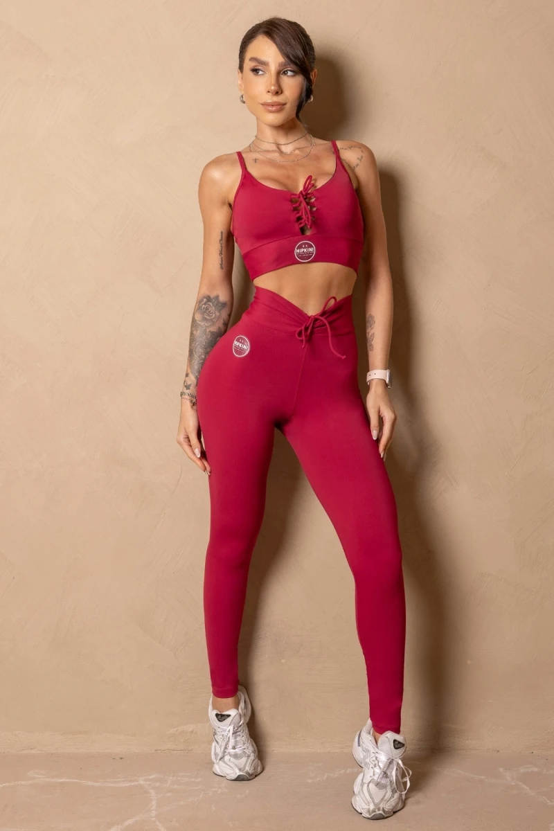 Hipkini - Fitness Leggings Enjoy the moment Wine - 33331482