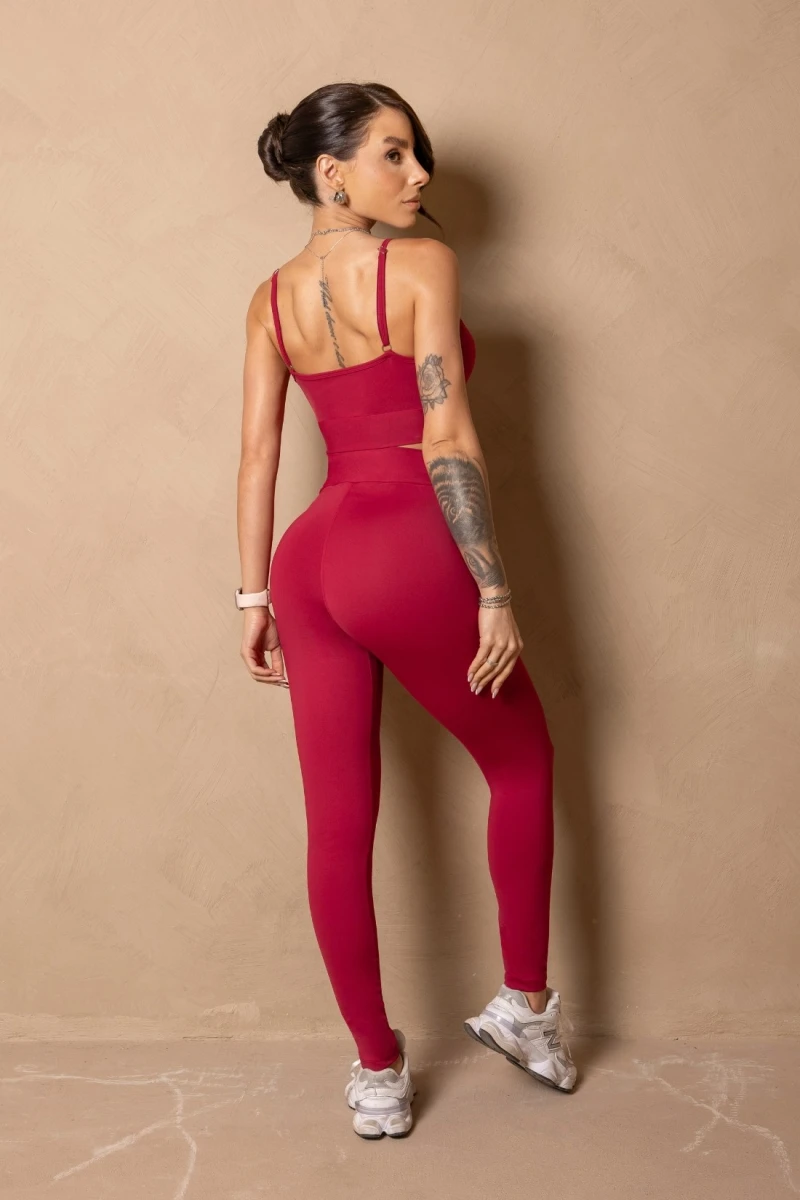 Hipkini - Fitness Leggings Enjoy the moment Wine - 33331482
