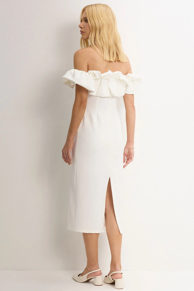 Miss Misses - Vestido Driely Midi Justo Off White - 54689030