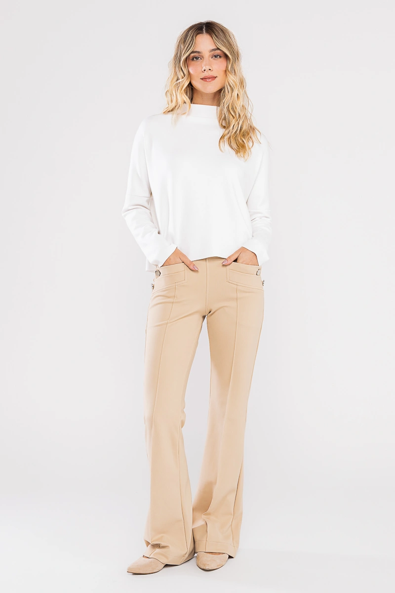Hidrogênio - Flare pants with lapels, Amora Beige - 20359003