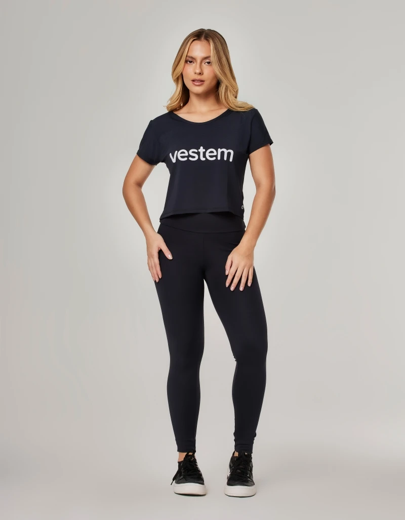 Vestem - Conjunto Legging e Blusa Manga Curta Preto - CJ290.BF.C0002