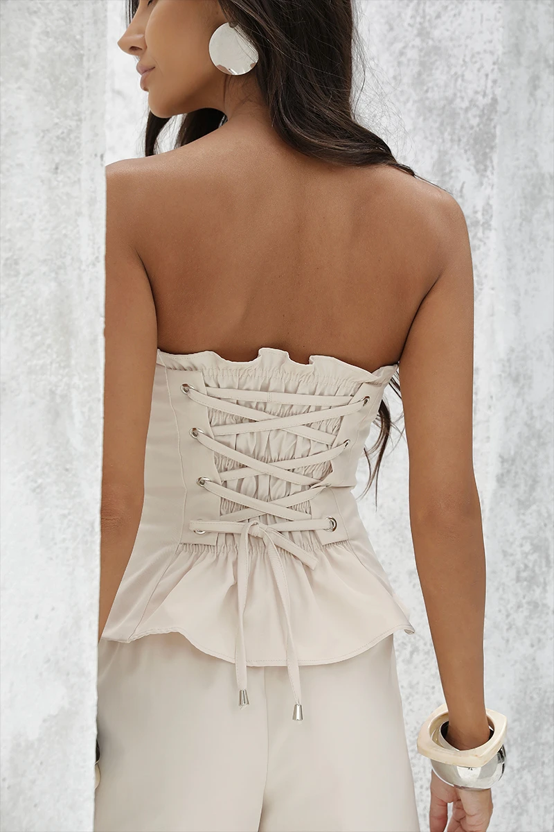 Dot Clothing - Conjunto Dot Clothing Celine Blusa TQC e Calça Ballon Areia - 2889OFF