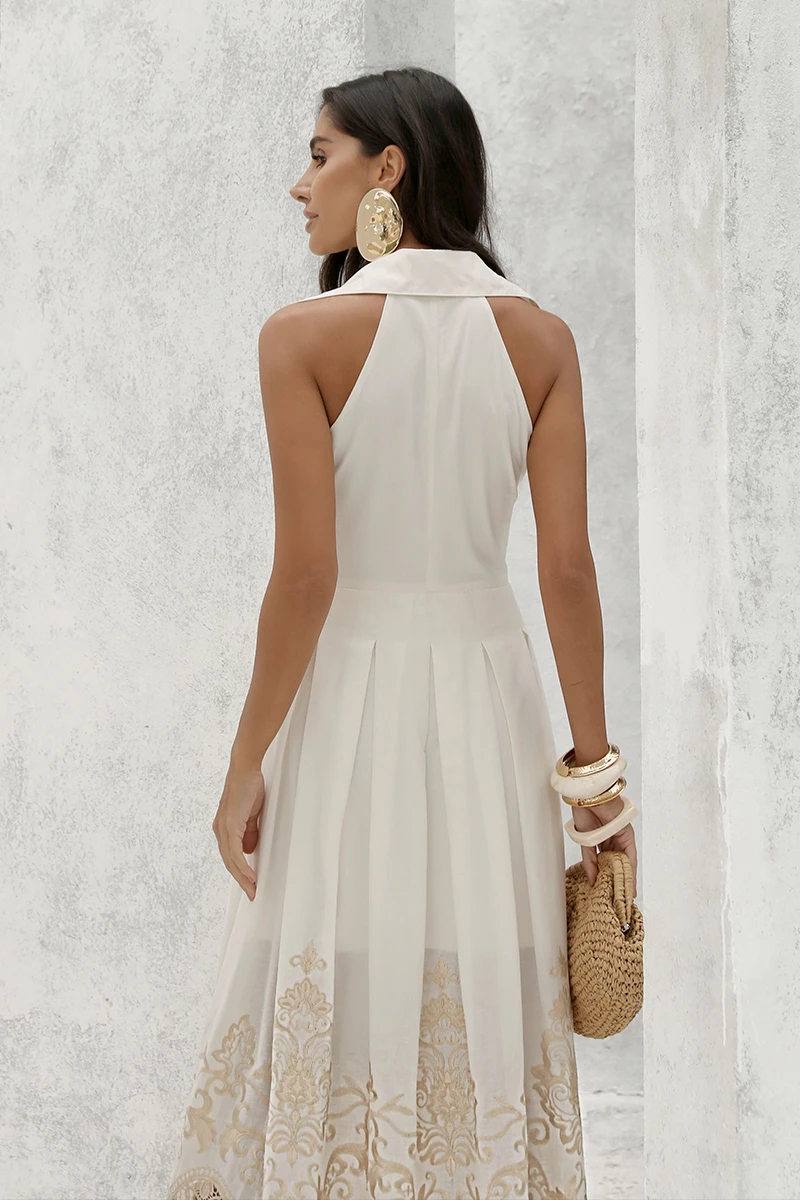 Dot Clothing - Vestido Dot Clothing Cora Longuete Barra Bordado Off - 2896OFF