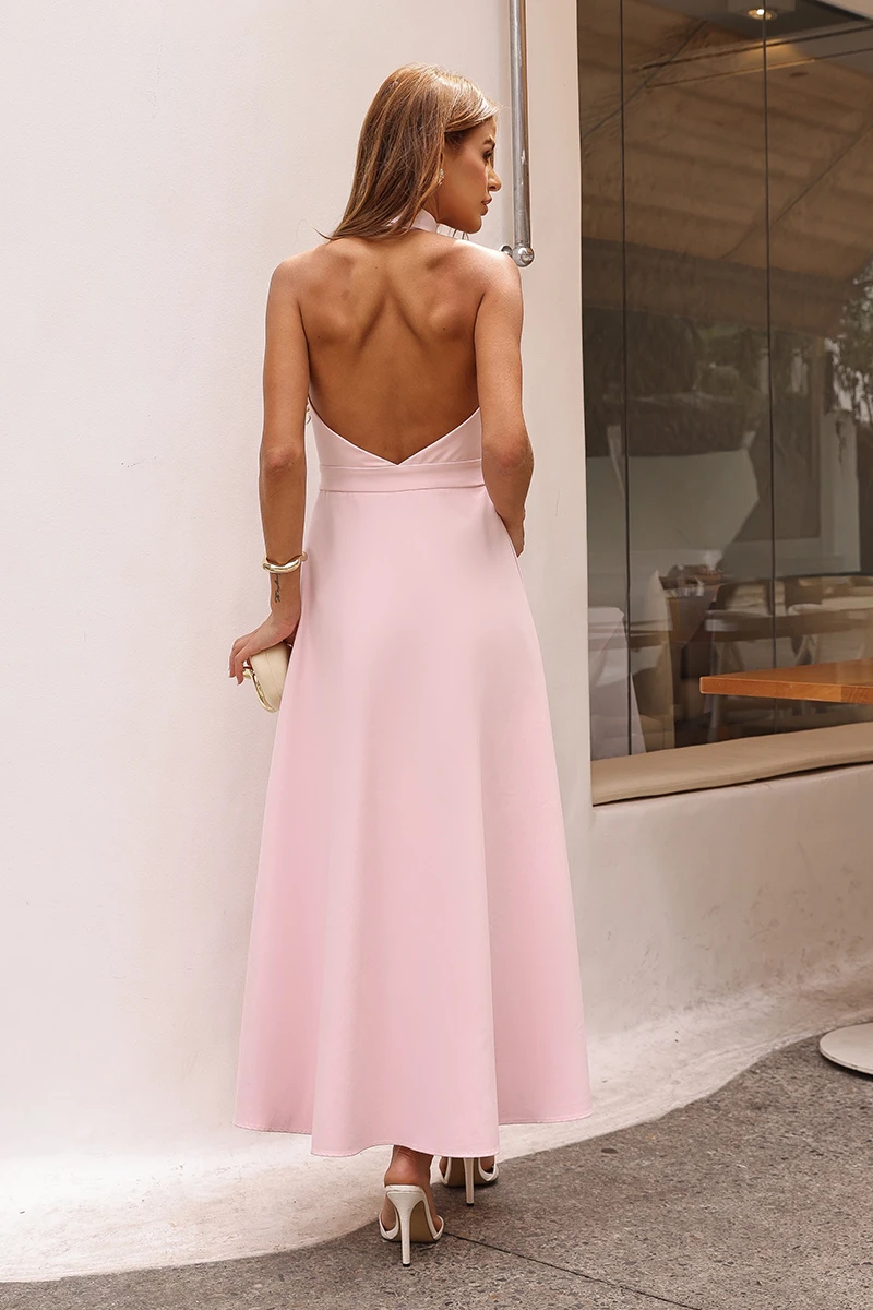 Dot Clothing - Vestido Dot Clothing Chloe Longuete Frente Única Rosa - 2871ROSA