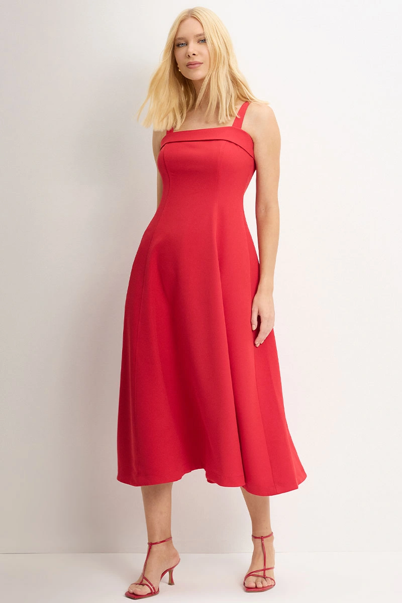 Miss Misses - Vestido Teodora Midi Vermelho - 54679024