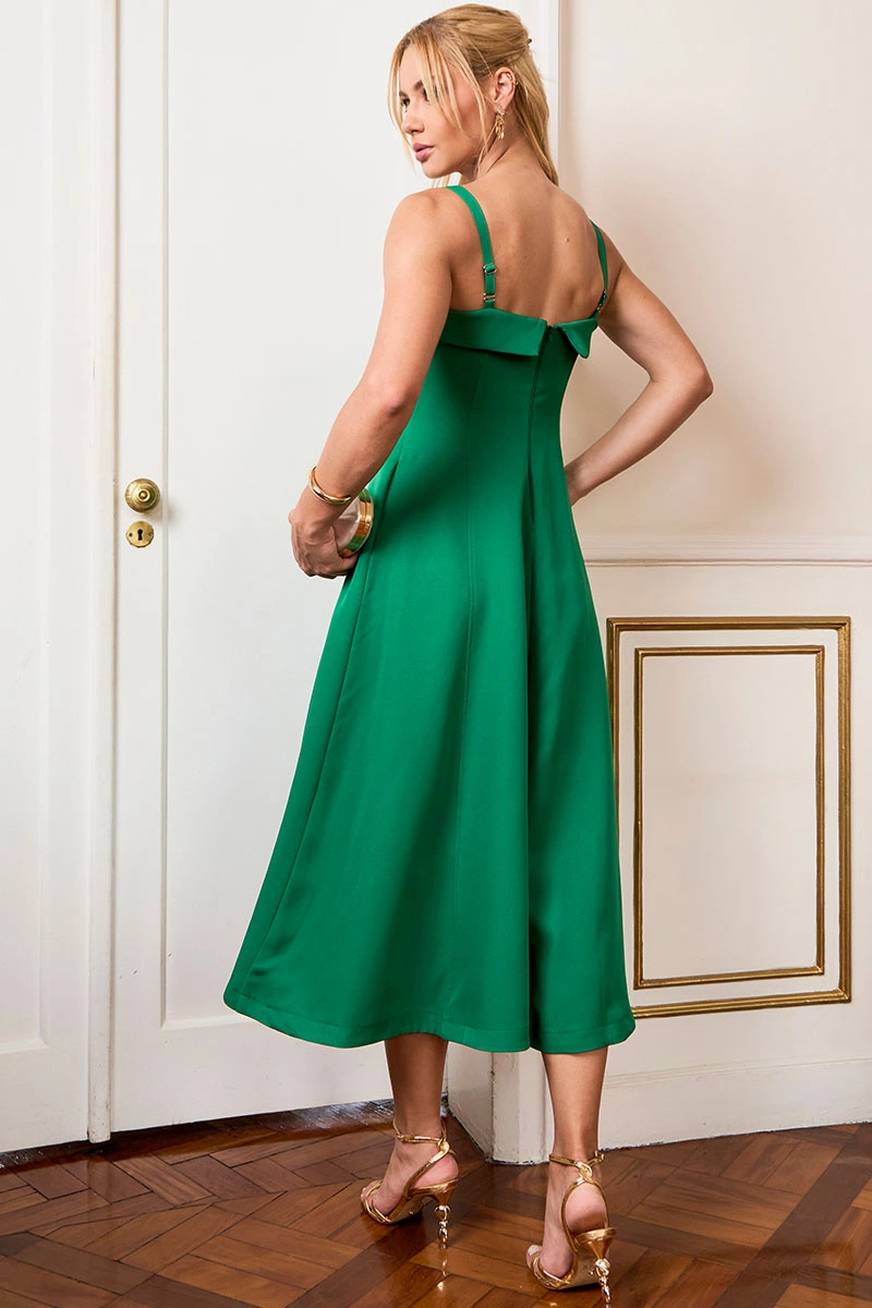 Miss Misses - Vestido Teodora Midi Verde Escuro - 54679233
