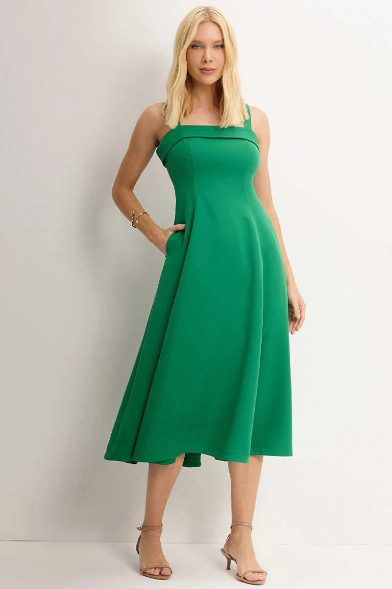 Miss Misses - Vestido Teodora Midi Verde Escuro - 54679233