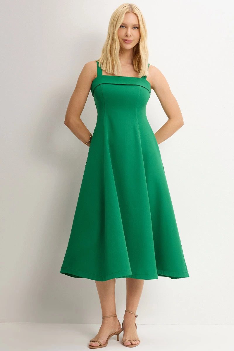 Miss Misses - Vestido Teodora Midi Verde Escuro - 54679233