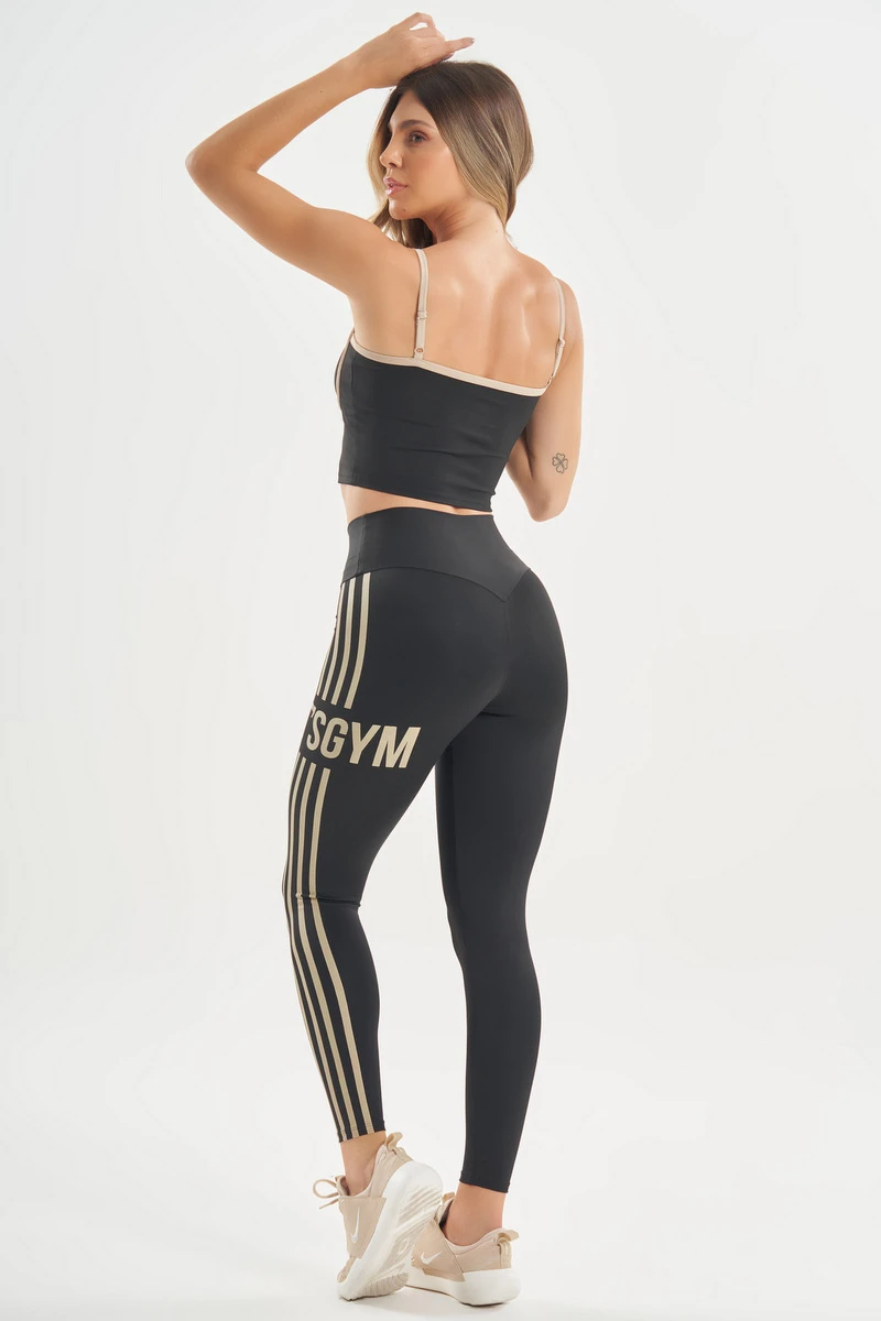 Lets Gym - Cropped Line Up Preto - 2750PT