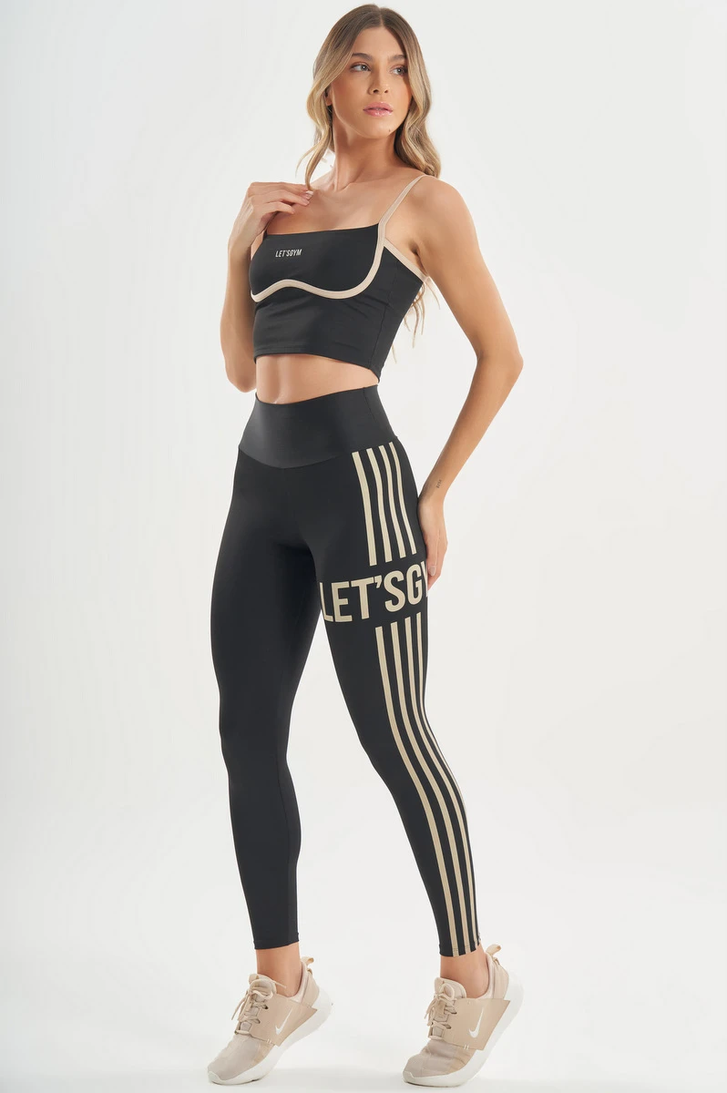 Lets Gym - Cropped Line Up Preto - 2750PT
